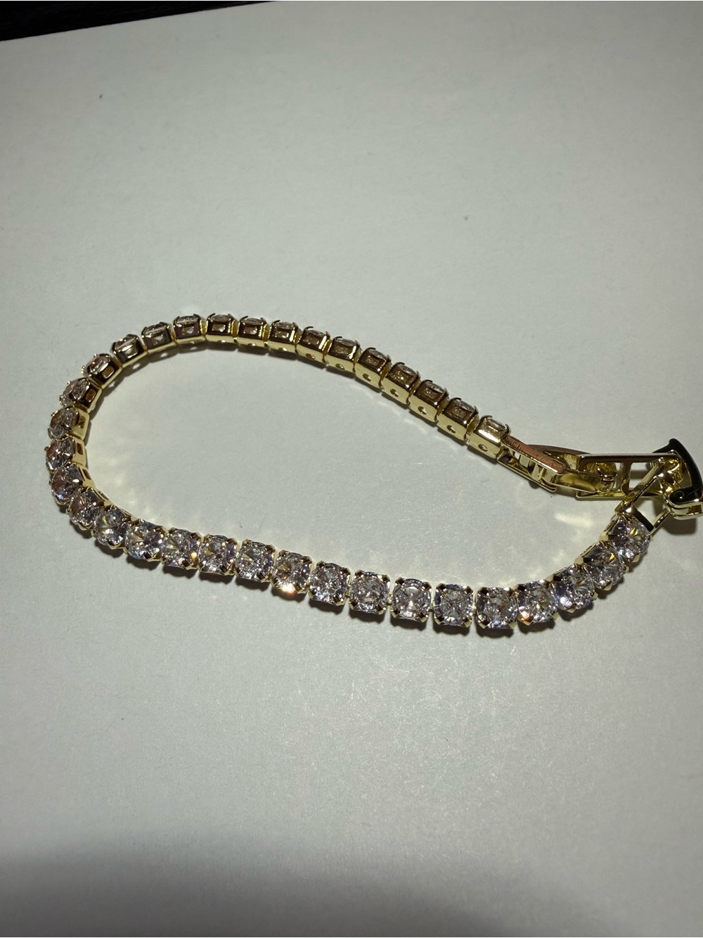 Gold Tennis Bracelet with Clear Stones #84